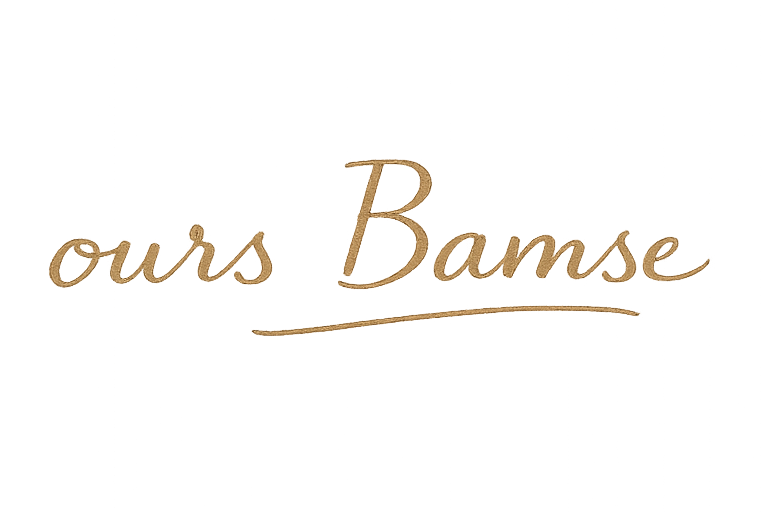 Inscription manuscrite dorée du projet Ours Bamse.