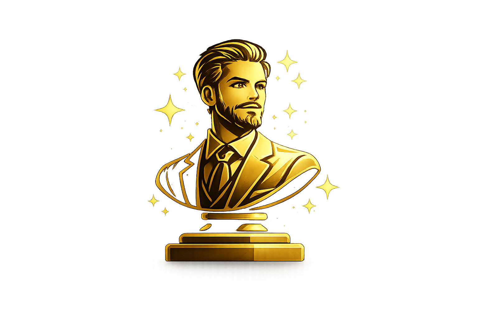 Golden icon of a male bust in a suit