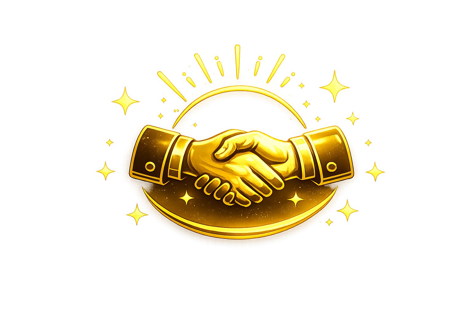 Golden icon showing two hands shaking