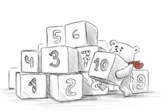 Ours empilant des blocs numérotés.