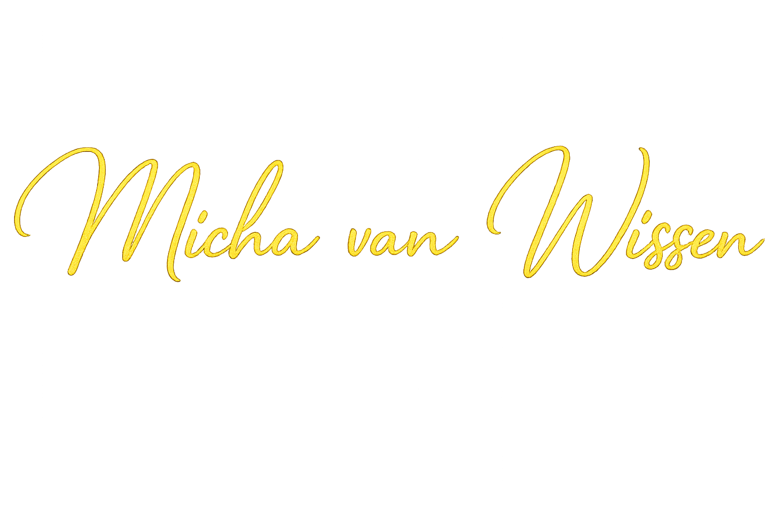 Persoonlijke handtekening in goudkleurige letters.