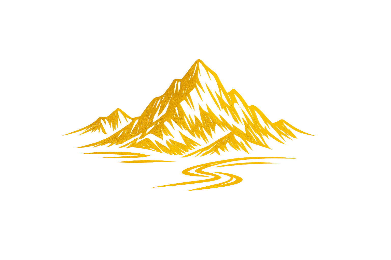 Gouden minimalistische illustratie van een Noorse berg.